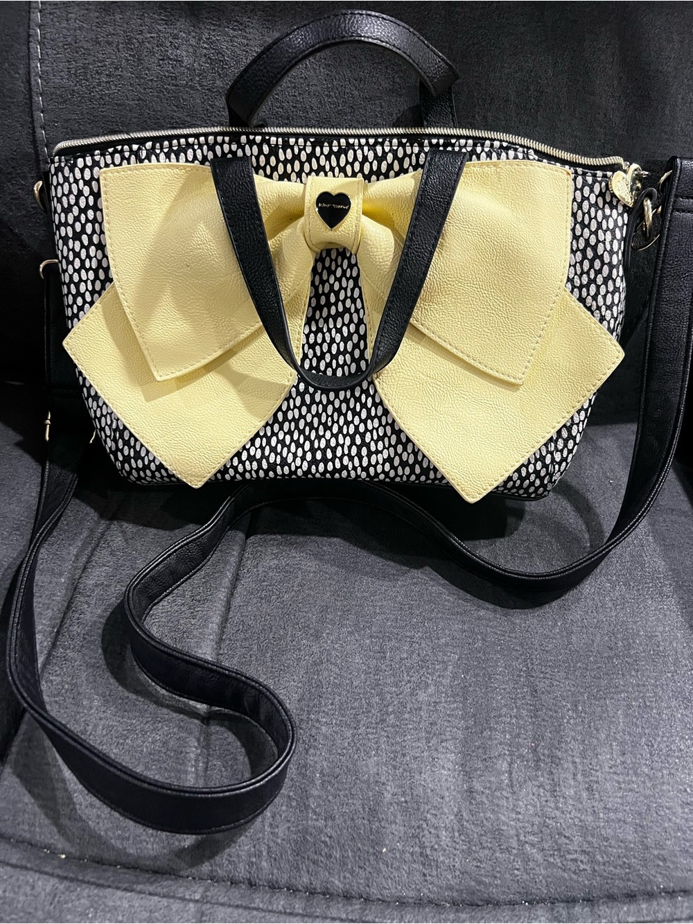 Betsey Johnson Black & Yellow Bow Crossbody Satchel